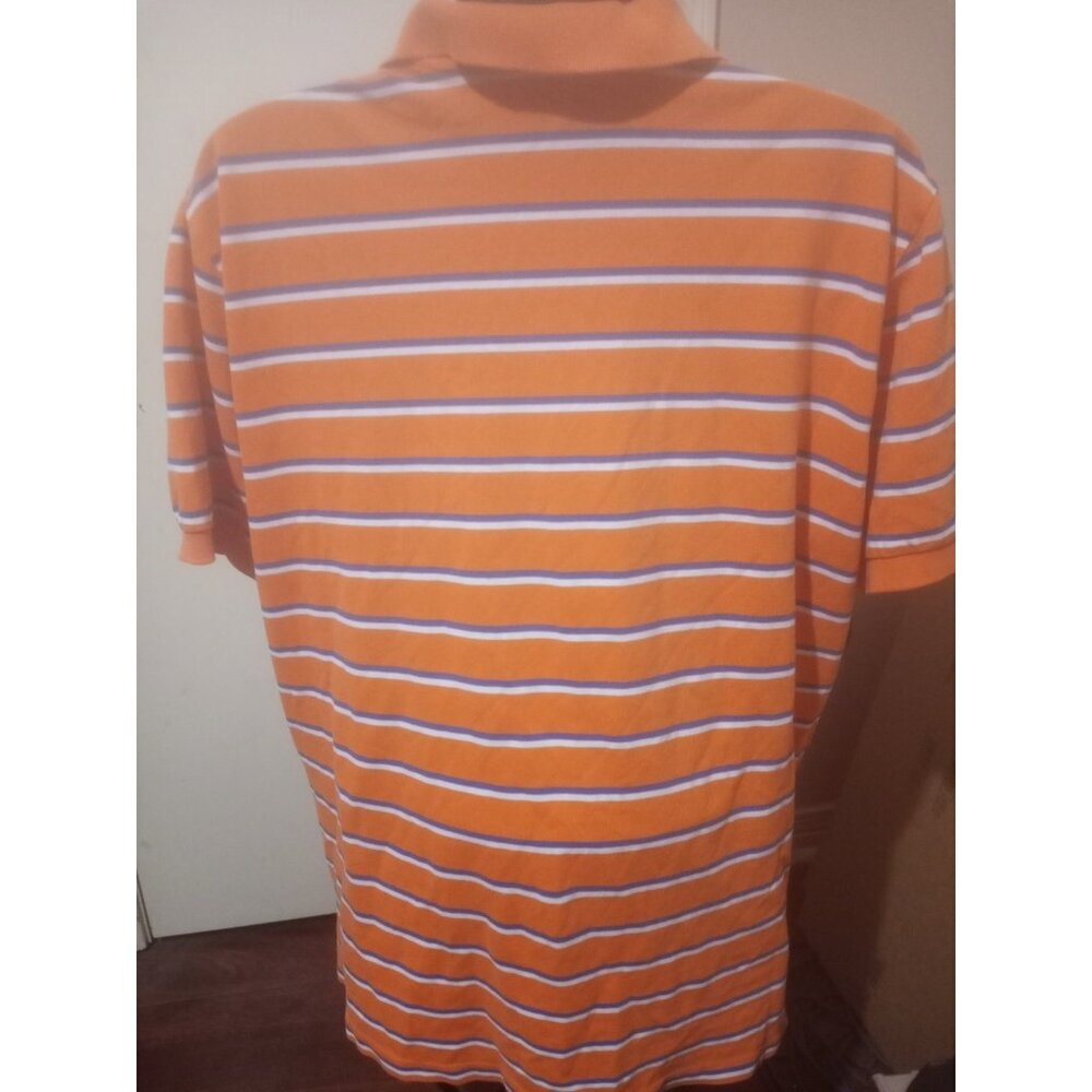 Polo Ralph Lauren Polo Shirt Mens 2XL Orange Blue White Striped Short Sleeve - Picture 7 of 12